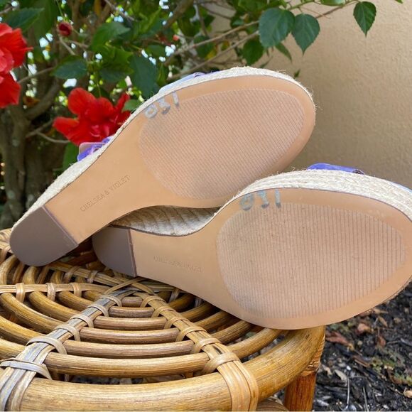 NEW CHELSEA & VIOLET CV-HENNA OPEN TOE ANKLE STRAP TIE-DYE WEDGES 9.5 - Picture 8 of 16